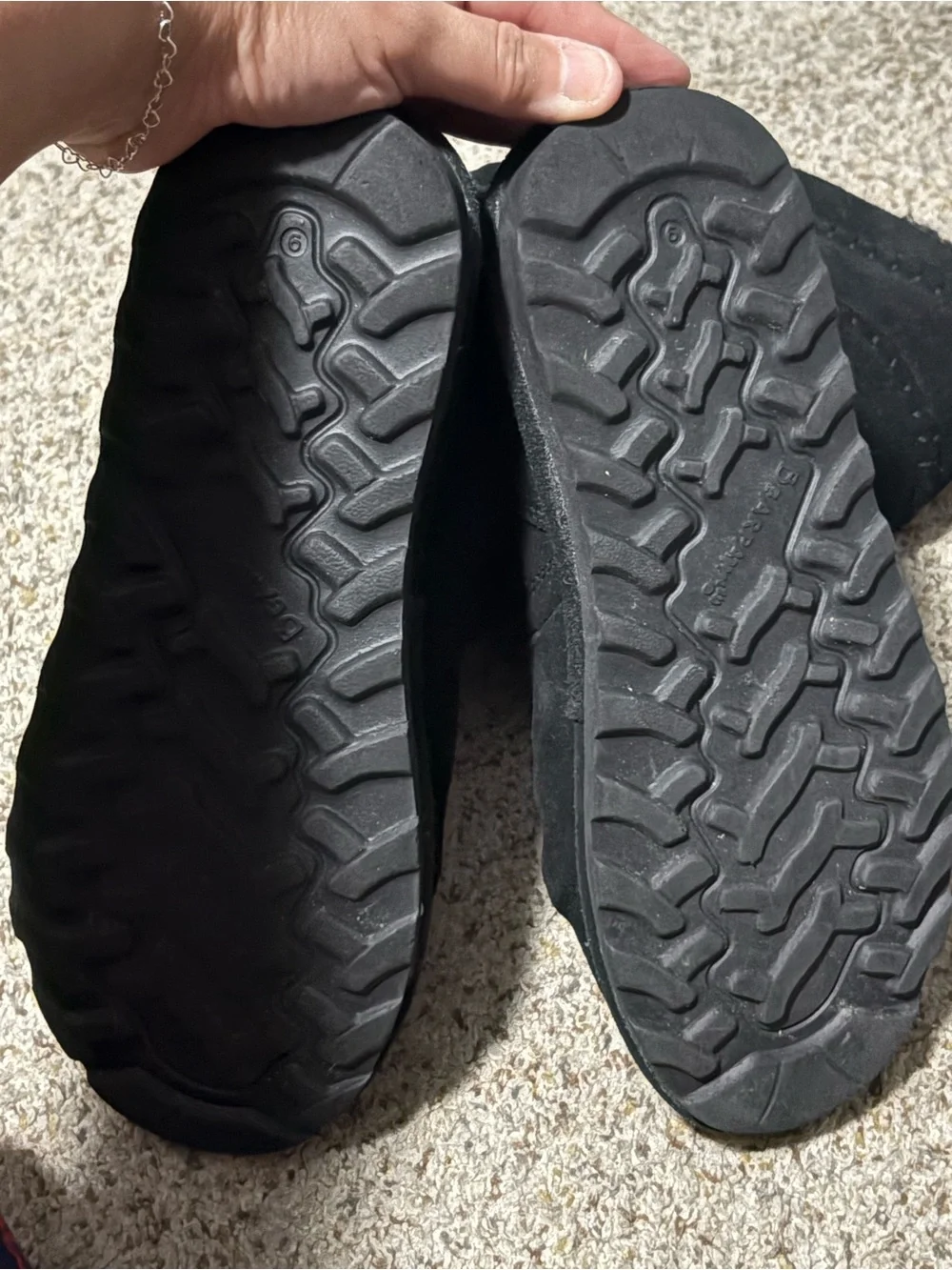 Bearpaw Mid Calf‎ Winter Boots Womens 10 Black Suede Faux Fur Whipstitch Detail